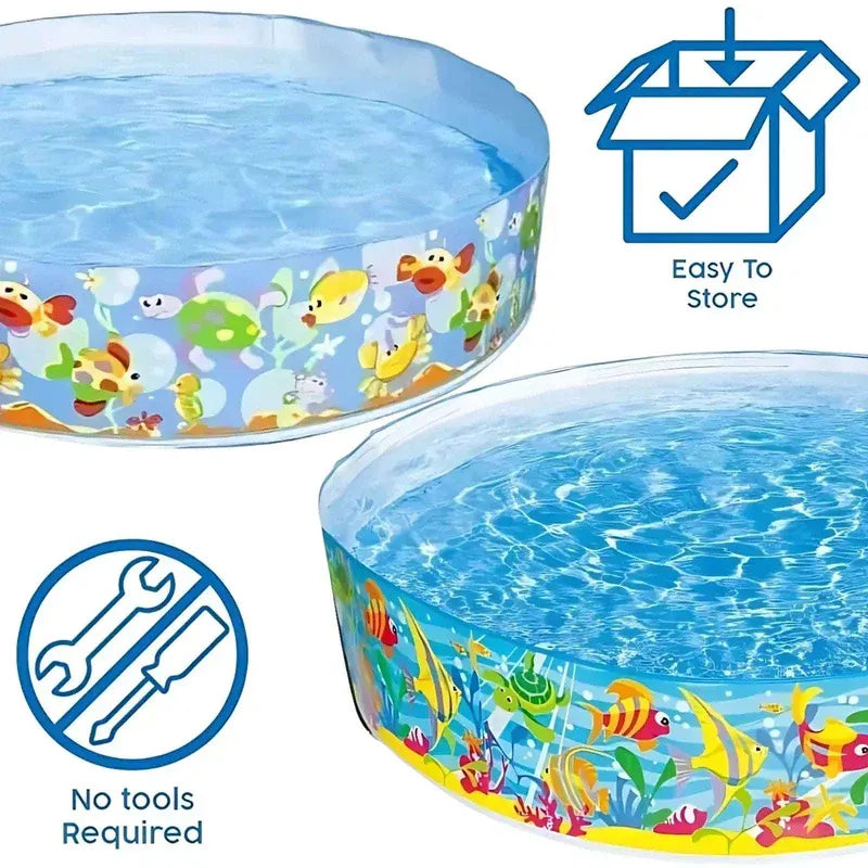 INTEX Inflatable Swimming Pool Under The Palm Trees Round Snap Set Pool Multi Color Beach Theme Design with Repair Patch Included - 4A's Global