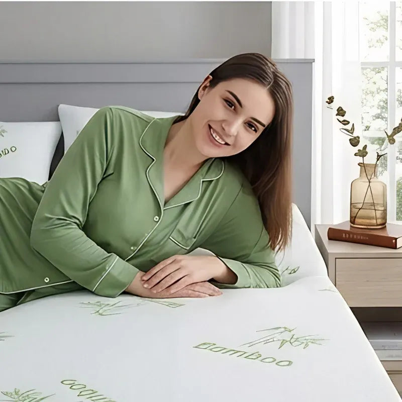 Bamboo Gel Memory Foam Mattress Topper | Cooling 2.5cm Breathable Orthopedic Topper | Back Pain Relief & Hypoallergenic Bed Topper (UK Sizes) - 4A's Global