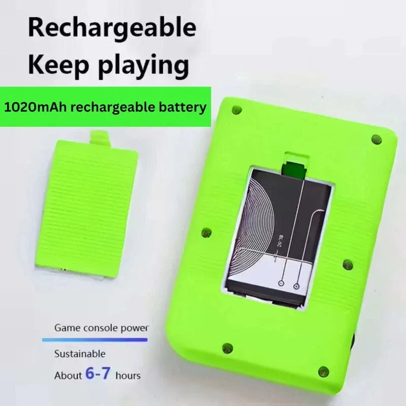 Green rechargeable battery pack with text on a white background