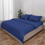 Double Duvet Cover - Premium King-Size Duvet Cover Set – Navy Percale, 3-Piece - Duvet with 2 Matching Pillowcases - Baby Yellow - 4A's Global