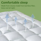 Bamboo Cloud Mattress Topper - 10cm Extra Thick Cooling Bed Topper Box Stitching - 4A's Global