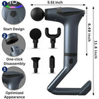 Detachable Handle Massage Gun 15-Speed Percussion Massager with 4 Heads Rechargeable for Neck, Back, Shoulders & Legs - 4A's Global