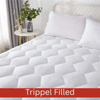 Quilted Mattress Protector Sheet | 40cm Deep Fit Skirt | 200 GSM Triple Fill | Lightweight, Breathable &amp; Noiseless - 4A's Global