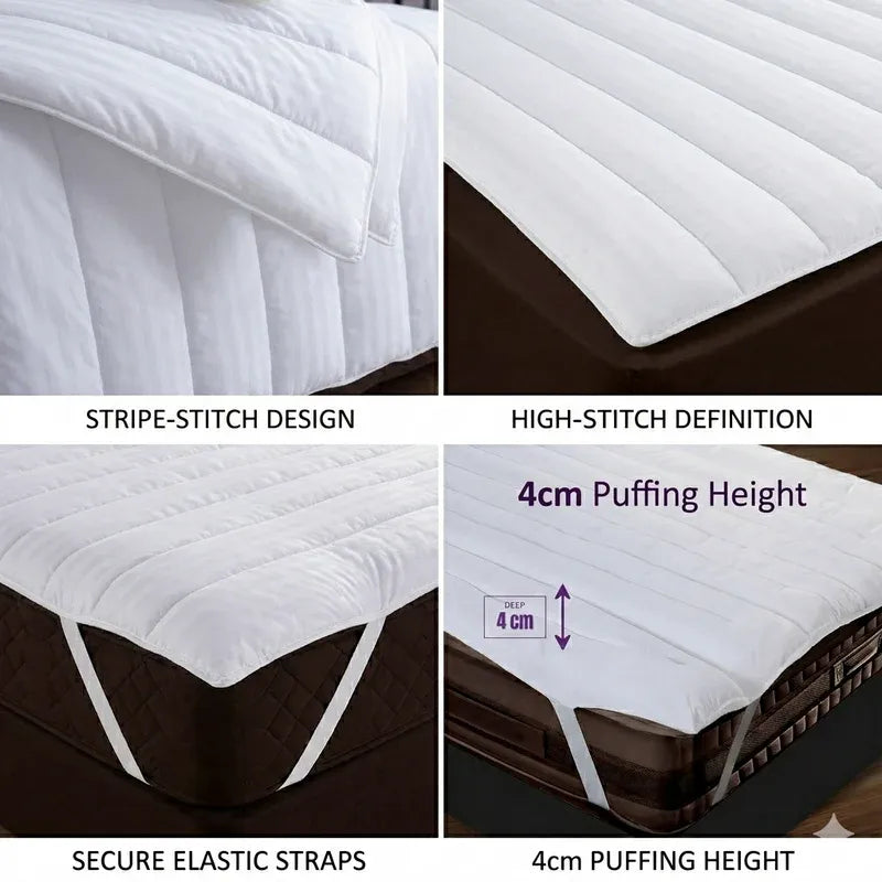 Luxury 4cm Deep Microfibre Mattress Topper | Soft & Breathable Bed Upgrade (UK Sizes) - 4A's Global