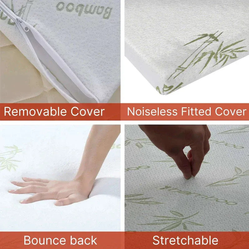 Heaven High 40D Bamboo Mattress Topper Memory Foam 2.5cm – Gel Infused | Cooling | Bamboo Cover | Anti-Slip | Pressure Relief
