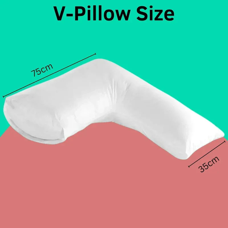 V-Shaped Support Pillow with Removable Cover – Ergonomic Comfort for Sleeping, Reading &amp; Lounging - 4A's Global
