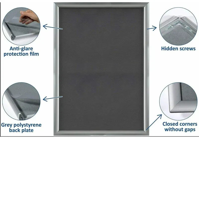 A2 Snap Frames Poster Clip Holders Displays Retail Wall Notice Boards (Silver) , Decor Photo - 4A's Global