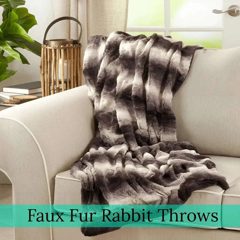 Luxury Faux Fur Rabbit Throw Blanket – Super Soft &amp; Ethical Comfort | Multiple Sizes &amp; Colours - 4A's Global