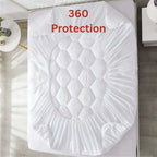 Quilted Mattress Protector Sheet | 40cm Deep Fit Skirt | 200 GSM Triple Fill | Lightweight, Breathable &amp; Noiseless - 4A's Global