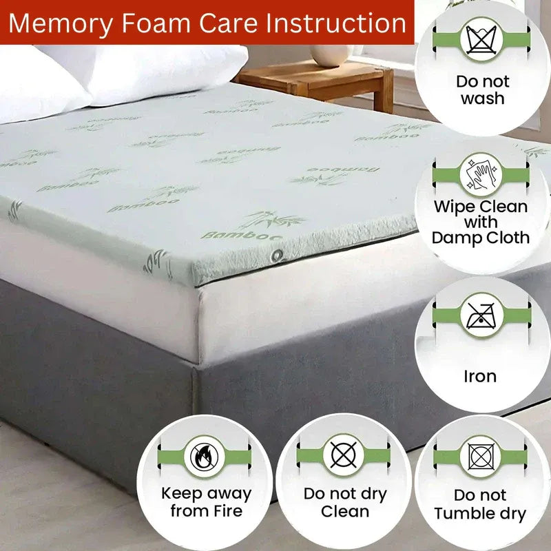 Heaven High 40D Bamboo Mattress Topper Memory Foam 2.5cm – Gel Infused | Cooling | Bamboo Cover | Anti-Slip | Pressure Relief