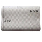 Gray pillow with measurements on a white background