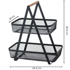 2-Tier Countertop Fruit, Bread &amp; Vegetable Storage Basket – Sleek Black - 4A's Global