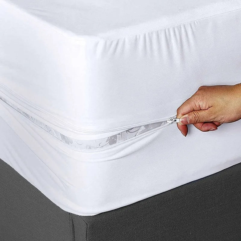 Fully Zippered Waterproof Mattress Protector Encasement – Bed Bug Proof, Anti-Allergy &amp; Deep Fit - 4A's Global