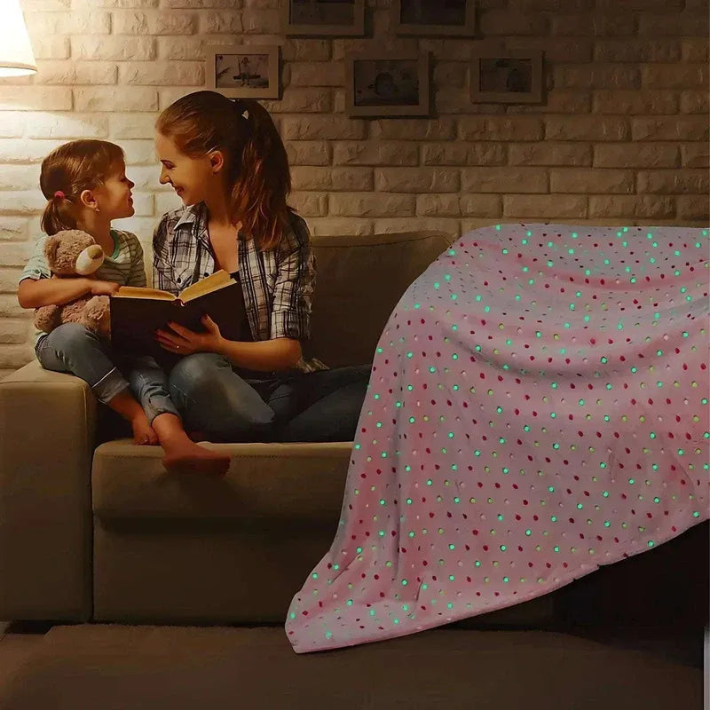 Polka Dot Fleece Throw – Ultra Plush Microfiber Blanket for Sofa, Bed &amp; Pets Super Soft Glow-in-the-Dark - 4A's Global