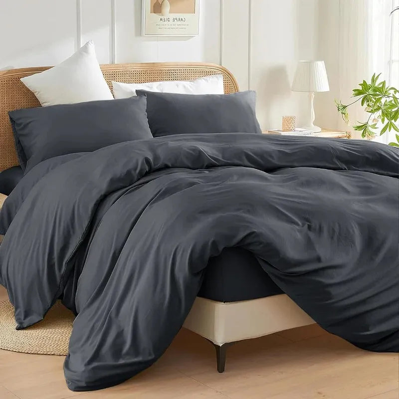 High Living Plain Duvet Cover Set – Breathable, Hypoallergenic Bedding - 4A's Global