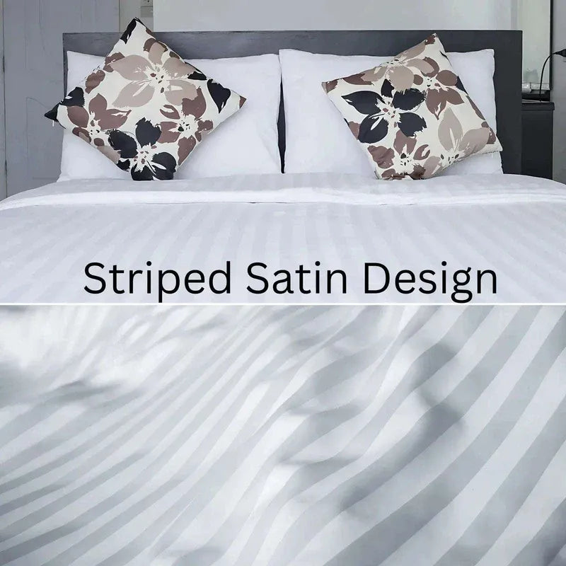 Luxury Microfiber Satin Stripes Duvet Cover Set with Pillowcases – 5 Star Hotel Quality Bedding - 4A's Global