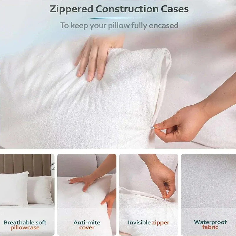 Premium Waterproof Terry Pillow Protector – Soft, Silent and Durable Pillow Cover for Ultimate Pillow Protection - 4A's Global