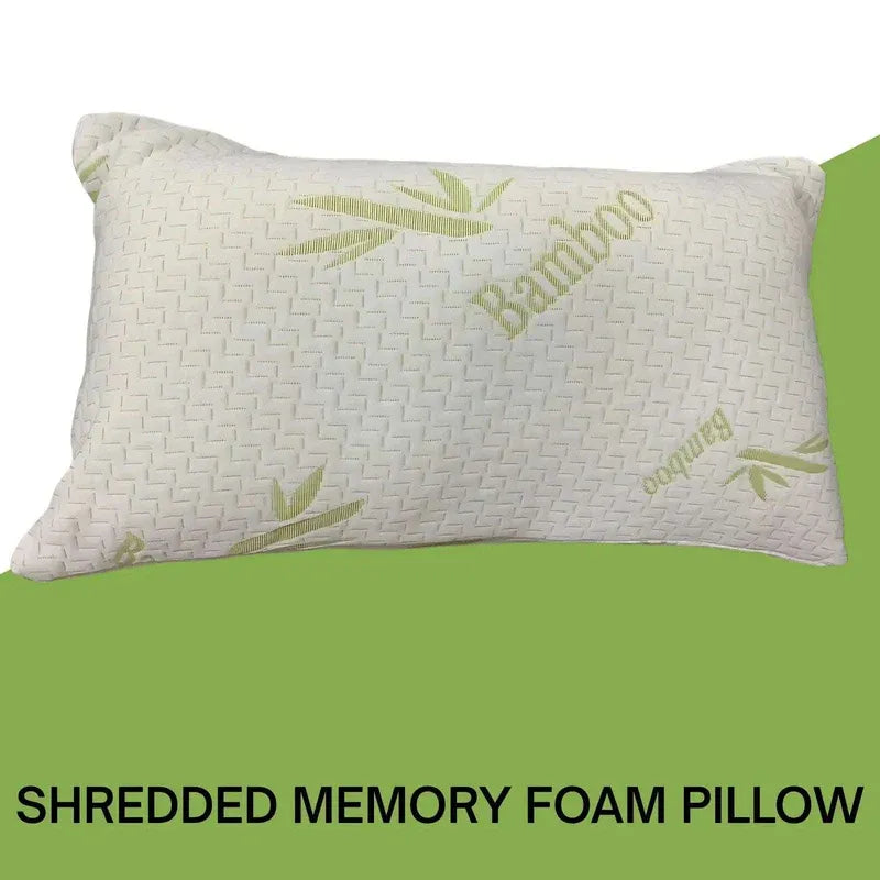 Crushed Memory Foam Bamboo Pillow – Cooling, Adjustable &amp; Hypoallergenic | 39 x 64 x 16 cm / 15.3 x 25.2 x 6.3 in - 4A's Global