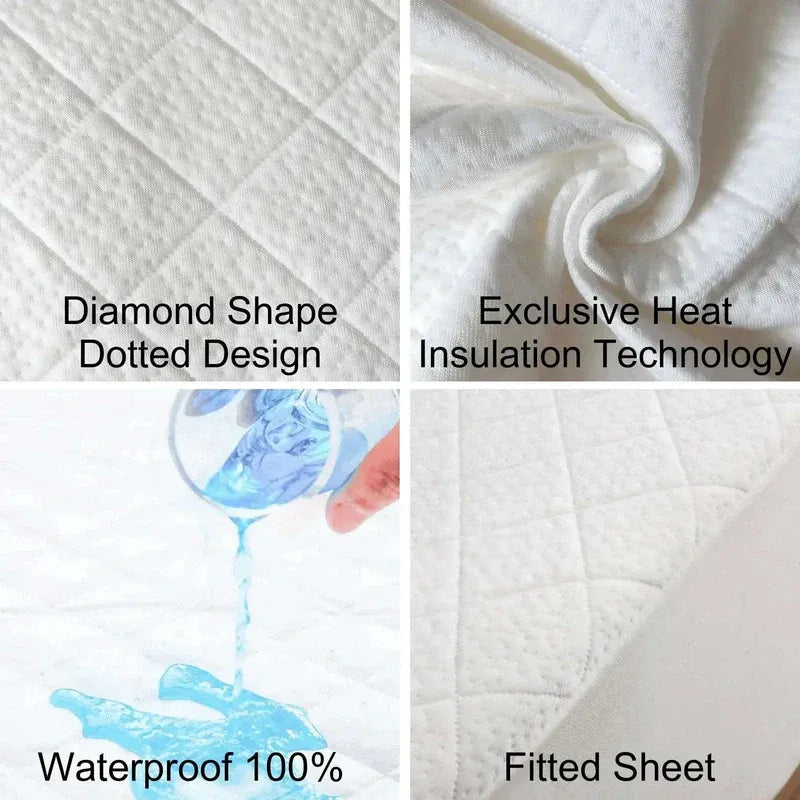 Waterproof Bamboo Mattress Protector – Hypoallergenic, Breathable, Fitted Sheet Design, Noise-Free Protection - 4A's Global