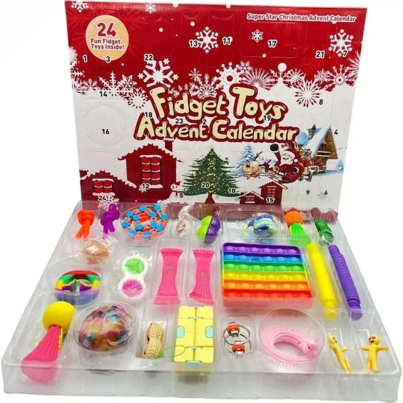 Fidget toys advent calendar with colorful fidget items displayed