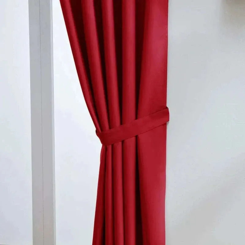 Red Thermal Blackout Eyelet Curtains – Ready Made Insulated Privacy &amp; Noise Reducing Drapes - 4A's Global