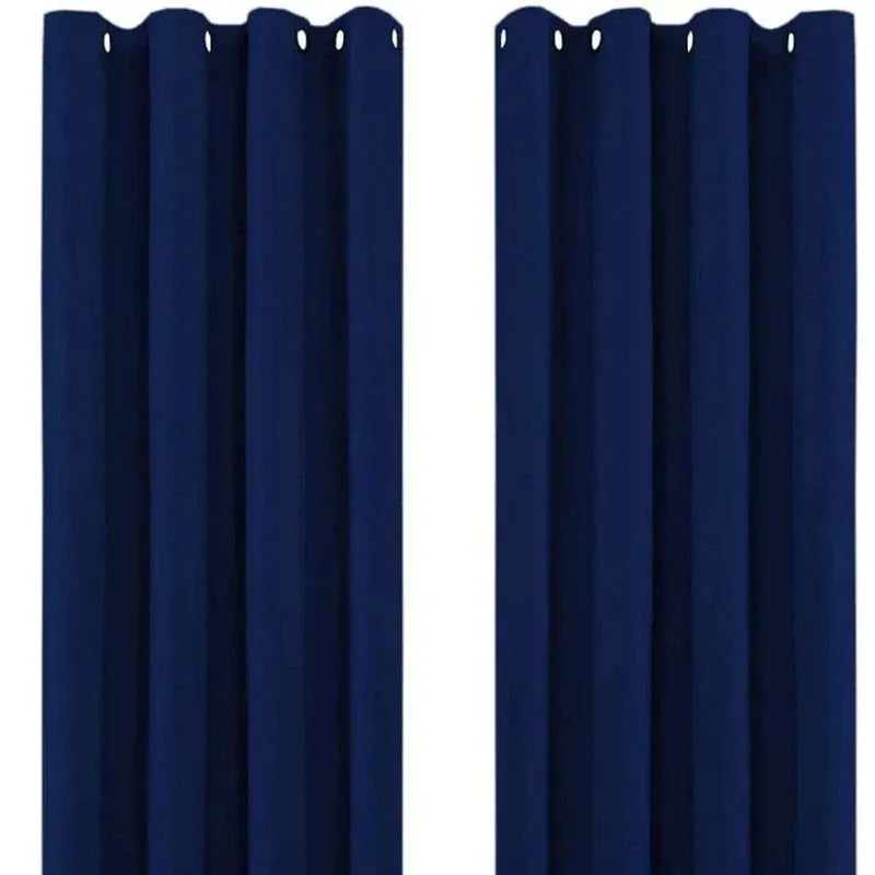Navy Blue Thermal Blackout Eyelet Curtains – Ready Made Insulated Privacy &amp; Noise Reducing Drapes - 4A's Global