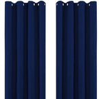 Navy Blue Thermal Blackout Eyelet Curtains – Ready Made Insulated Privacy &amp; Noise Reducing Drapes - 4A's Global