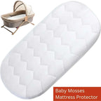 Baby mosses mattress protector with a bassinet on a white background