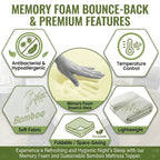 Bamboo Gel Memory Foam Mattress Topper | Cooling 2.5cm Breathable Orthopedic Topper | Back Pain Relief & Hypoallergenic Bed Topper (UK Sizes) - 4A's Global