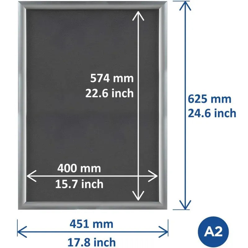 A2 Snap Frames Poster Clip Holders Displays Retail Wall Notice Boards (Silver) , Decor Photo - 4A's Global