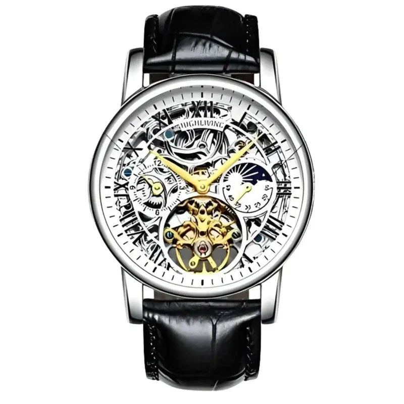 Men’s Automatic Skeleton Executive Wrest Watch | Leather Strap Mechanical Timepiece - 4A's Global