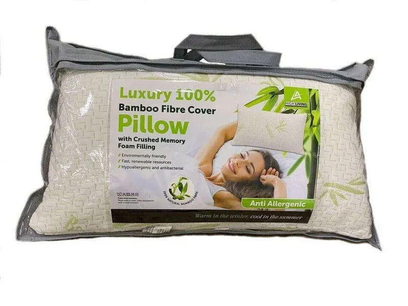 Crushed Memory Foam Bamboo Pillow – Cooling, Adjustable &amp; Hypoallergenic | 39 x 64 x 16 cm / 15.3 x 25.2 x 6.3 in - 4A's Global