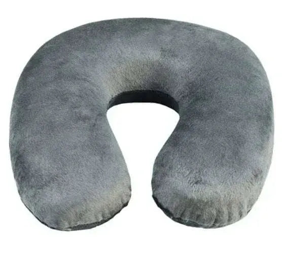 Gray U-shaped travel neck pillow on a white background