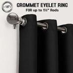 Black Thermal Blackout Eyelet Curtains – Ready Made Insulated Privacy & amp; Noise Reducing Drapes - 4A's Global