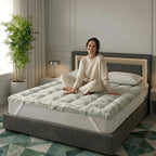 Bamboo Cloud Mattress Topper - 10cm Extra Thick Cooling Bed Topper Box Stitching - 4A's Global