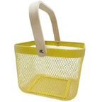 Fruit Basket with Wooden Handle – Metal Mesh Kitchen Organizer
