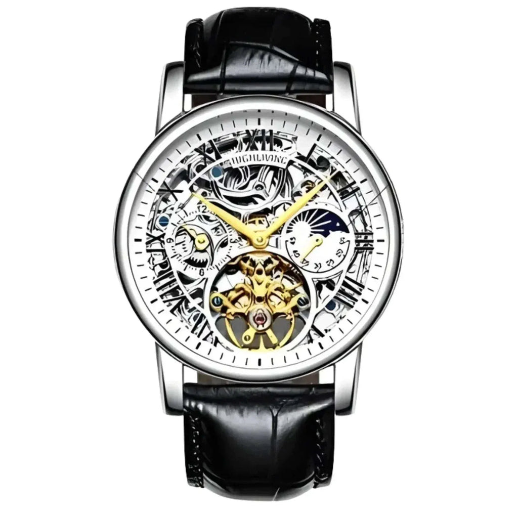 Men’s Automatic Skeleton Executive Wrest Watch | Leather Strap Mechanical Timepiece - 4A's Global