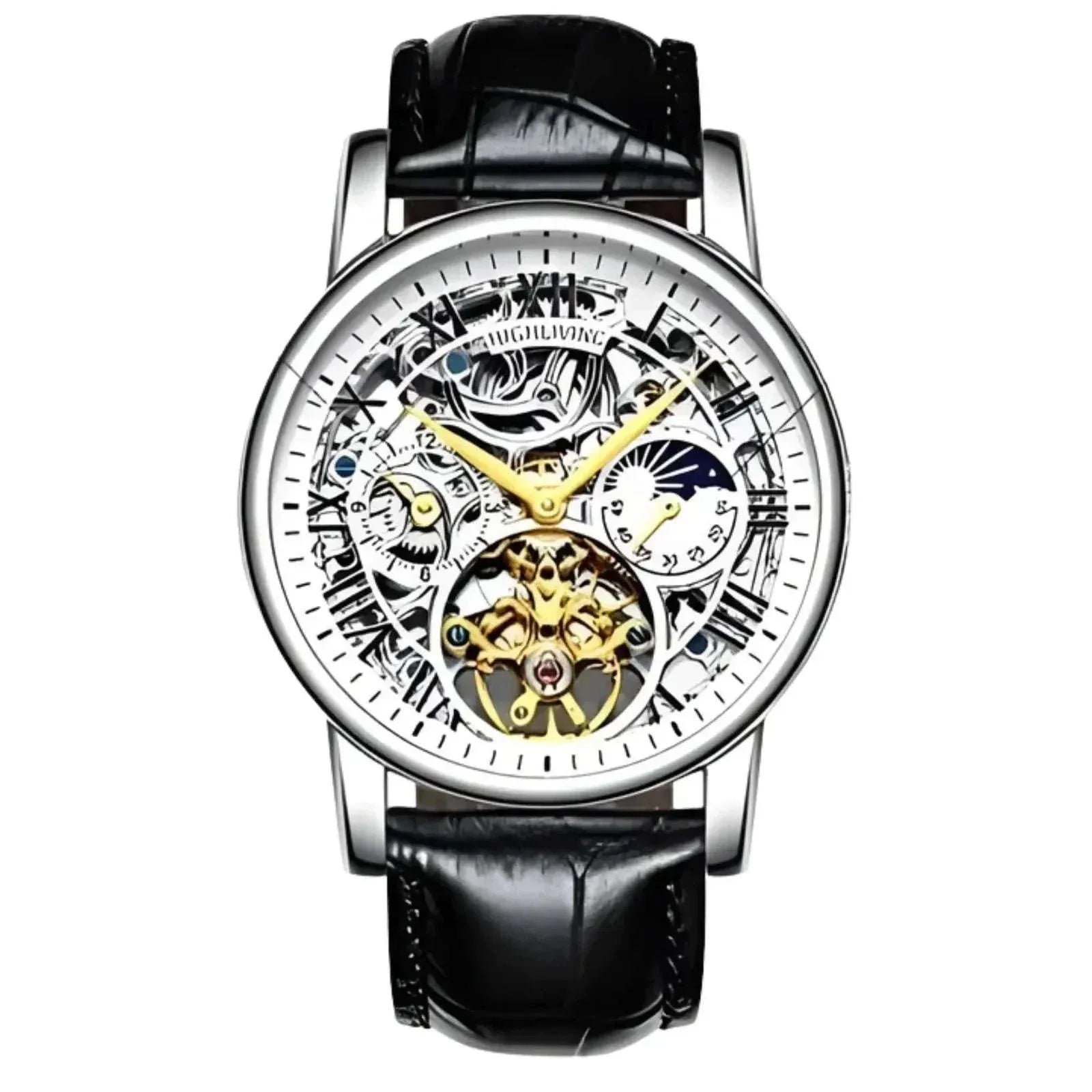 Men’s Automatic Skeleton Executive Wrest Watch | Leather Strap Mechanical Timepiece - 4A's Global