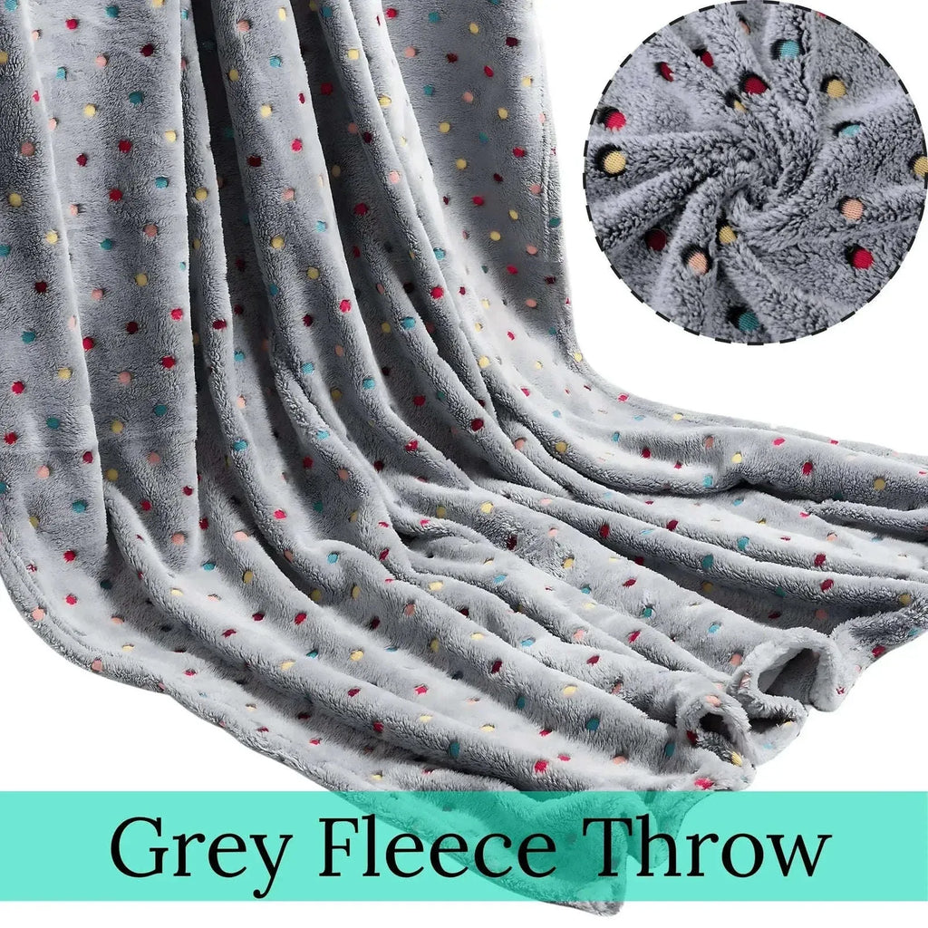 Polka Dot Fleece Throw – Ultra Plush Microfiber Blanket for Sofa, Bed &amp; Pets Super Soft Glow-in-the-Dark - 4A's Global