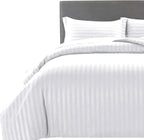 Luxury Microfiber Satin Stripes Duvet Cover Set with Pillowcases – 5 Star Hotel Quality Bedding - 4A's Global