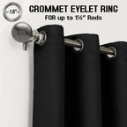 Black Thermal Blackout Eyelet Curtains – Ready Made Insulated Privacy & amp; Noise Reducing Drapes - 4A's Global