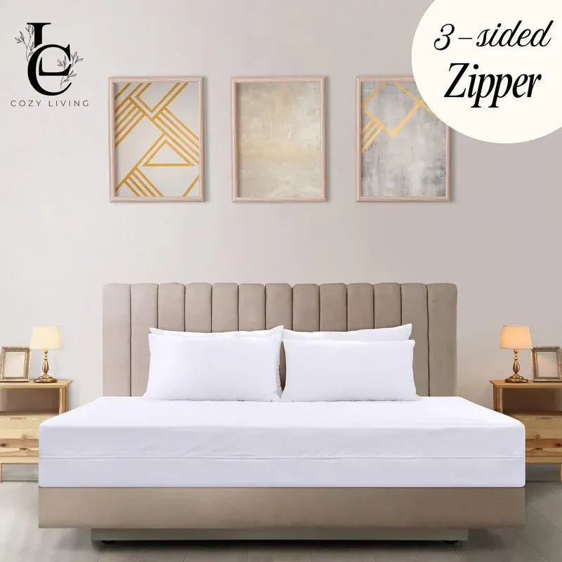 Waterproof Mattress Encasement Fully Zippered Bed Bug Proof Anti-Allergy All UK Sizes - Cozy Living