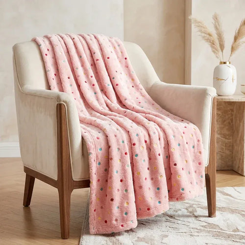 Polka Dot Fleece Throw Glow in the Dark Microfiber Blanket for Sofa and Bed - High Living - 4A's Global