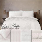 Satin Stripe Duvet Cover Set Hotel Quality Bedding, Hypoallergenic All Sizes - 4AS