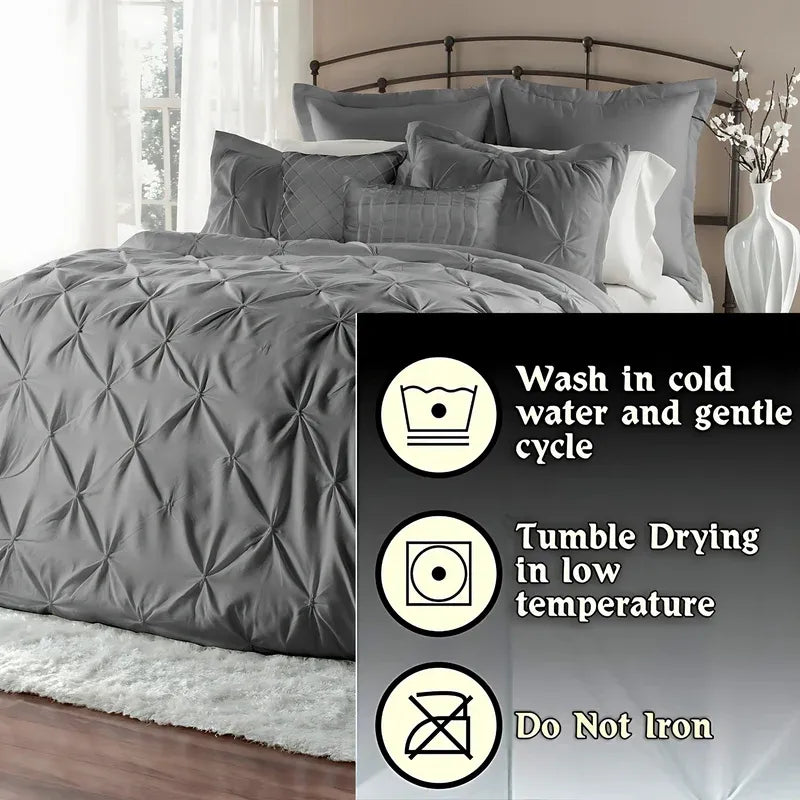Pintuck Duvet Cover Set | Luxury Pinch Pleat Bedding - 4A's Global