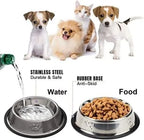 Stainless Steel Pet Feeding Bowls Set of 2 Non-Slip Food and Water Dishes Dogs and Cats - High Living - 4A's Global