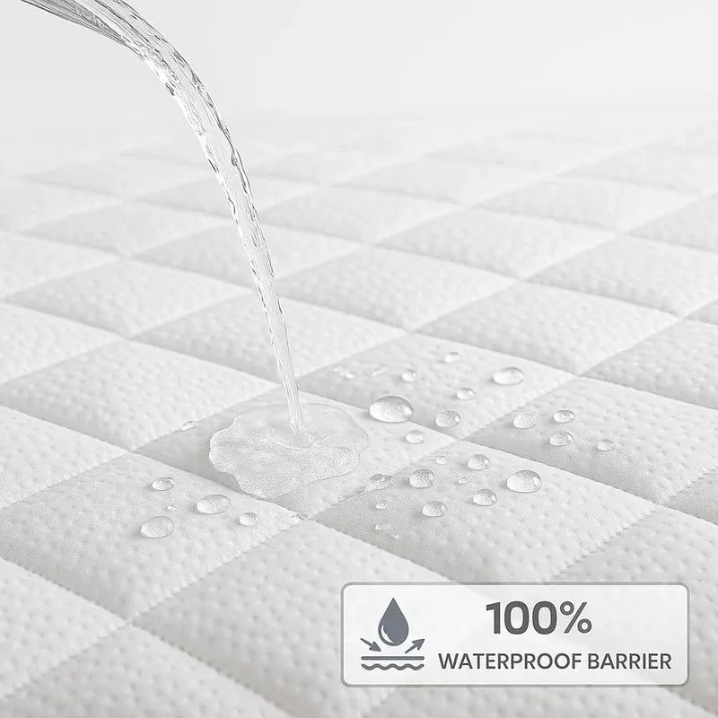 Premium Bamboo Waterproof Mattress Protector – Breathable & Hypoallergenic Fitted Cover - 4A's Global