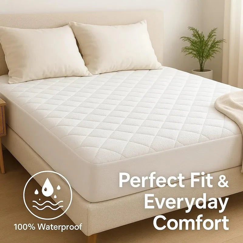 Premium Bamboo Waterproof Mattress Protector – Breathable & Hypoallergenic Fitted Cover - 4A's Global
