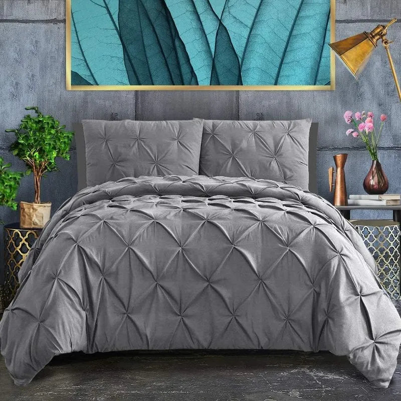 Pintuck Duvet Cover Set | Luxury Pinch Pleat Bedding - 4A's Global