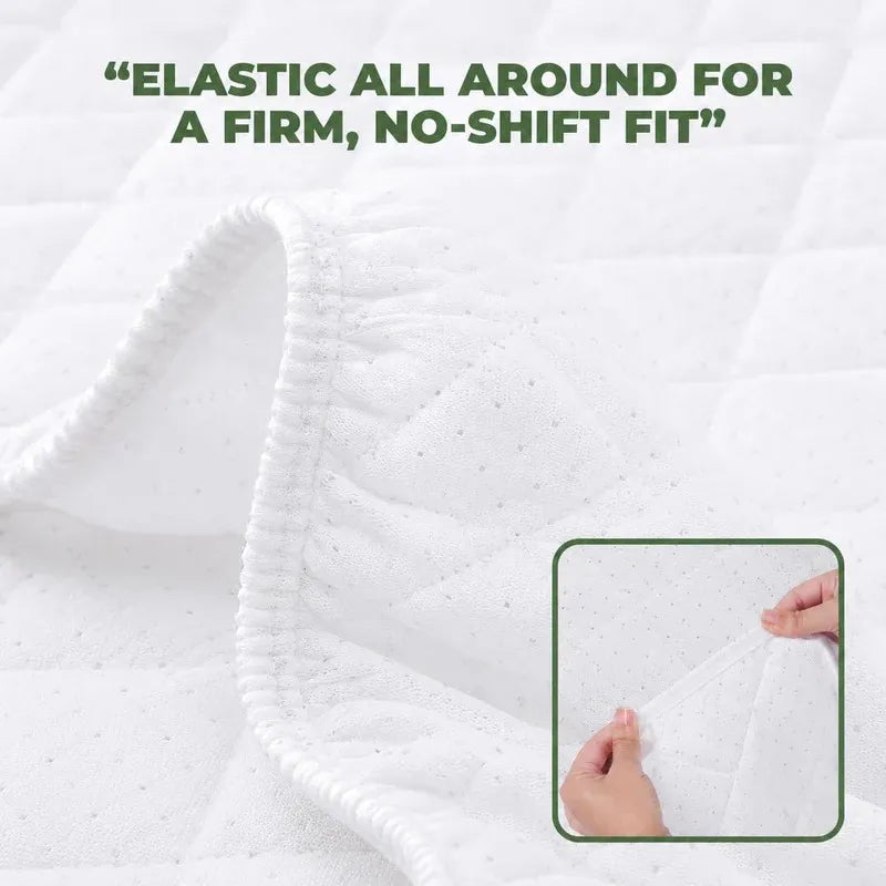 Cooling Bamboo Waterproof Mattress Protector – Hypoallergenic & Noise-Free Fitted Cover - 4A's Global